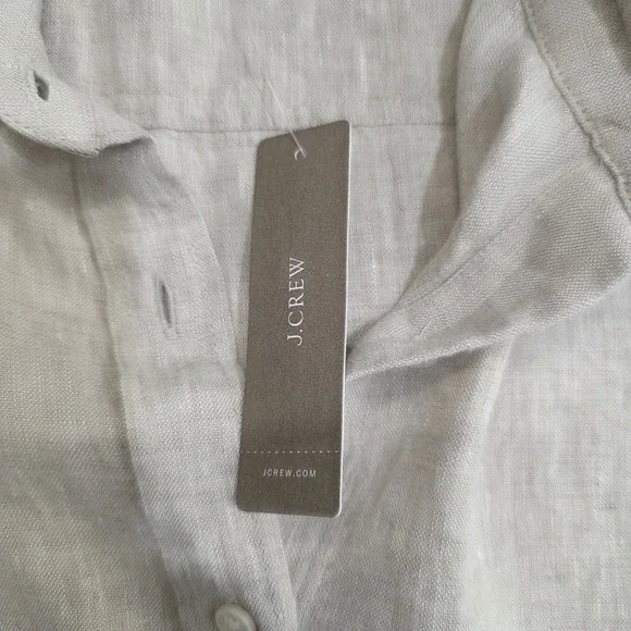 J.Crew Slim Fit Perfect Shirt Baird McNutt Irish Linen Oatmeal Tan Size 12 - Picture 5 of 7